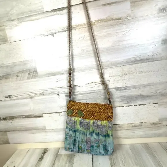 Cappelli Womens Pastel Multi Straw Fabric Boho Crossbody Beach Casual Bag Purse - Picture 1 of 7